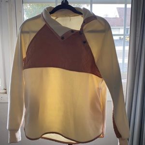 Cream button up sweatshirt with blush padded detail
